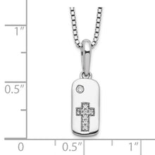 Load image into Gallery viewer, Sterling Silver Diamond Cross Dog Tag