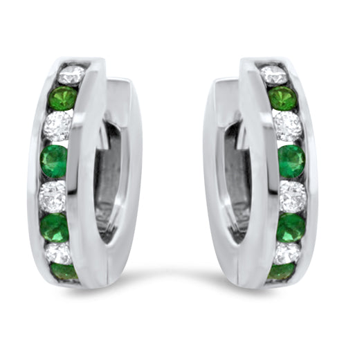 Diamond and Emerald Hoops