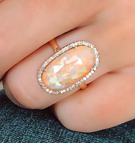 Rose Gold Opal & Diamond Ring