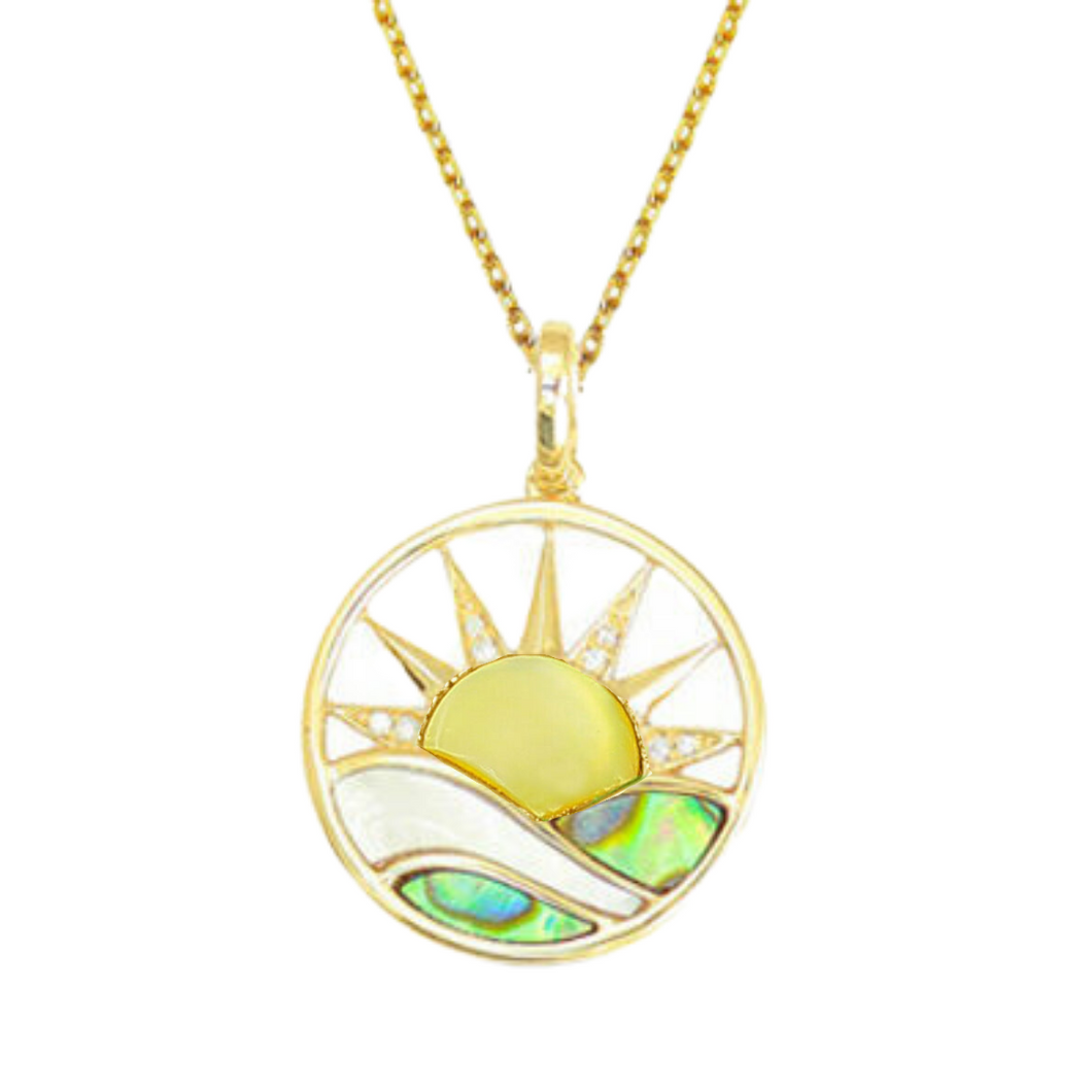 Abalone, Mother of Pearl and Diamond Sunshine Necklace