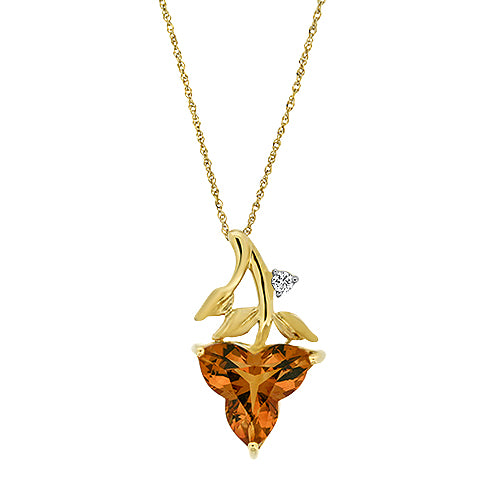 Citrine Floral Yellow Gold Pendant