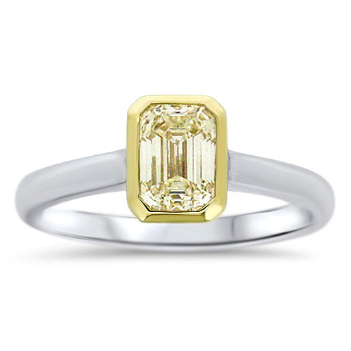 1.02CTTW Emerald-Cut Yellow Diamond Ring