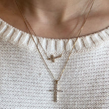Load image into Gallery viewer, Sideways Diamond Cross Necklace
