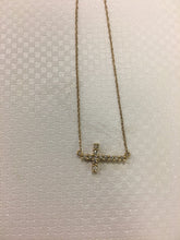 Load image into Gallery viewer, Sideways Diamond Cross Necklace
