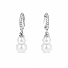 Load image into Gallery viewer, Pearl and Diamond Huggies
