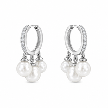 Load image into Gallery viewer, Pearl and Diamond Huggies
