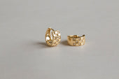 Yellow Gold Checkered Diamond Hoops