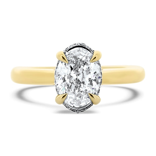 Oval, low profile, diamond engagement ring