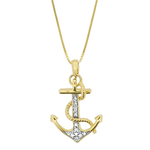 Okoboji 10KY Diamond Anchor Pendant