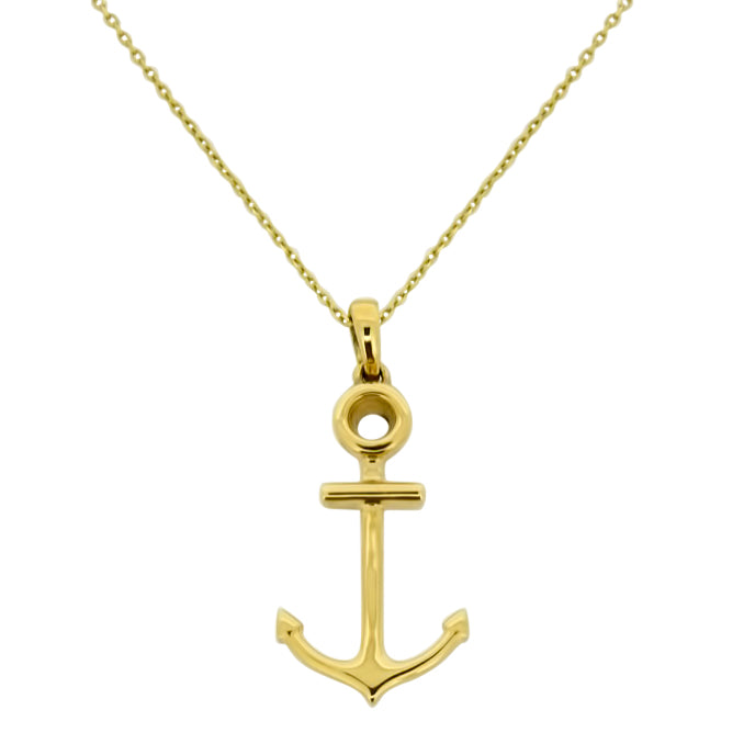 14K Yellow Gold Anchor Pendant