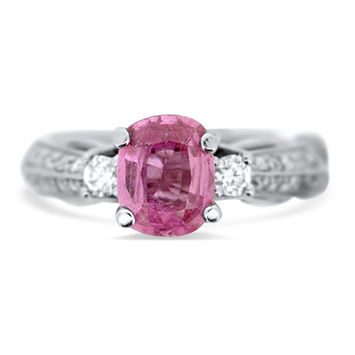 Pink Sapphire and Diamond Ring