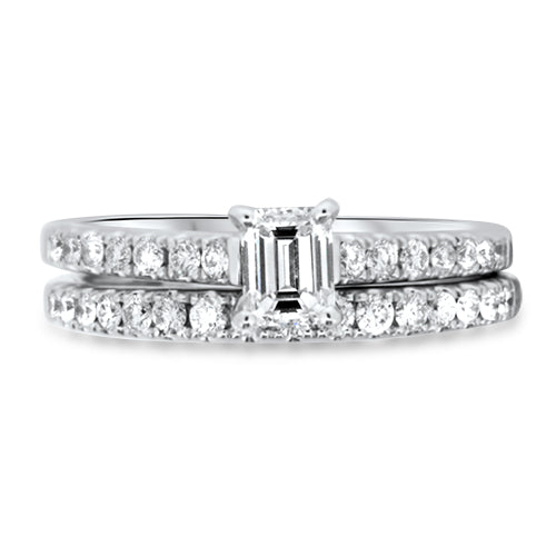 Emerald Cut Diamond Wedding Set