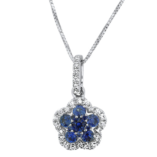 Flower Sapphire and Diamond Pendant