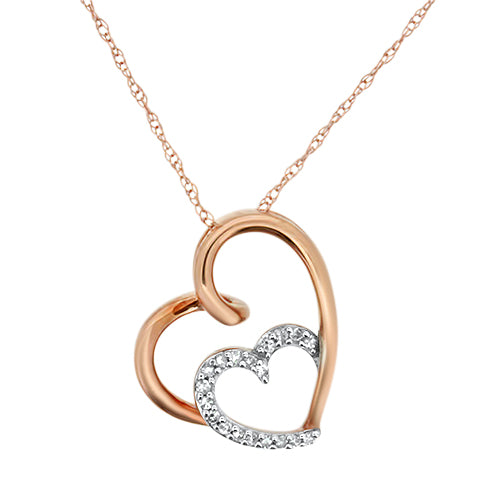 Rose Gold Diamond Heart Necklace