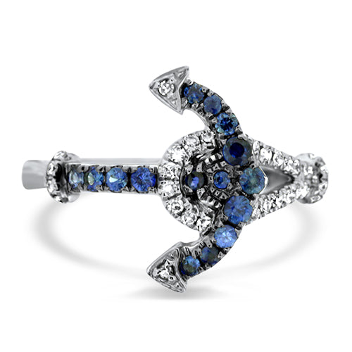 Sapphire & Diamond Anchor Ring
