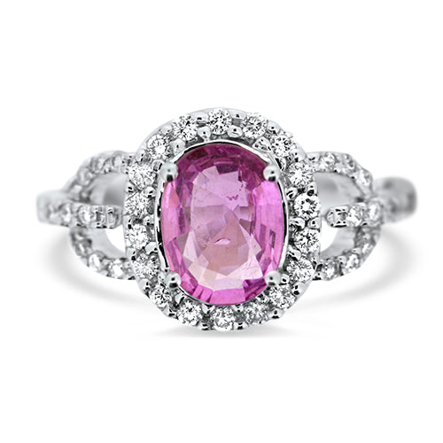 Pink Sapphire & Diamond Ring