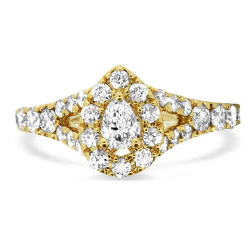 Halo with Pear Cut Diamond Engagement Ring