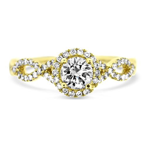 Halo with Round Center Diamond Engagement Ring Yellow Gold