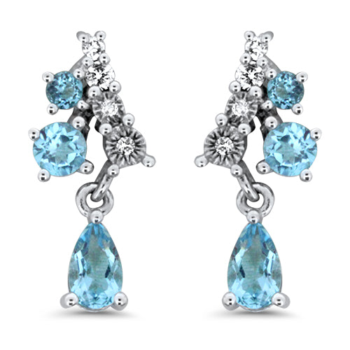 Blue Topaz and Diamond Earrings