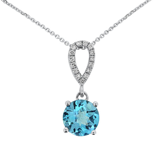 Blue Topaz & Diamond Pendant