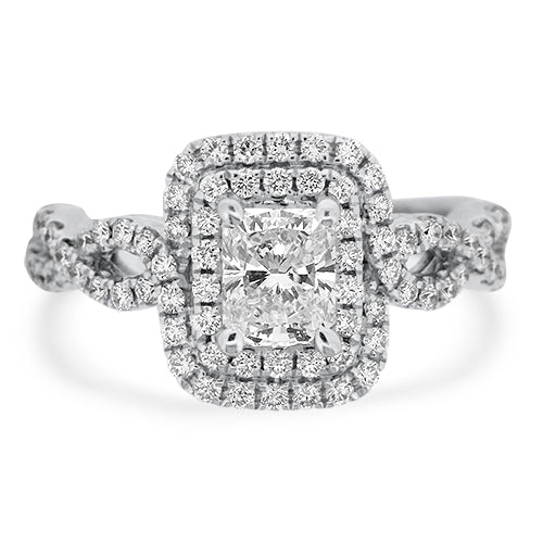 Double Halo Diamond Engagement Ring