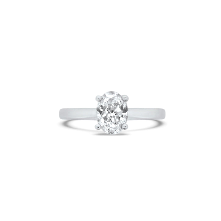 Oval-Shaped Solitaire Diamond Engagement Ring
