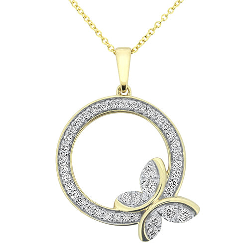 Yellow Gold Butterfly Diamond Pendant
