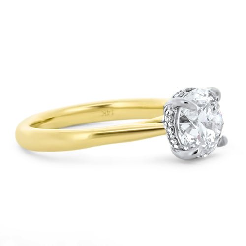 Round-Shaped, Low-Profile, Diamond Engagement Ring