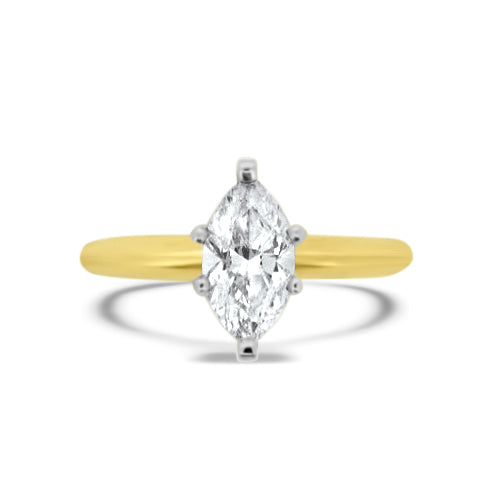 Marquise-Shaped Solitaire Diamond Engagement Ring
