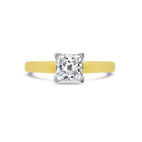 Princess-Shaped Solitaire Diamond Engagement Ring