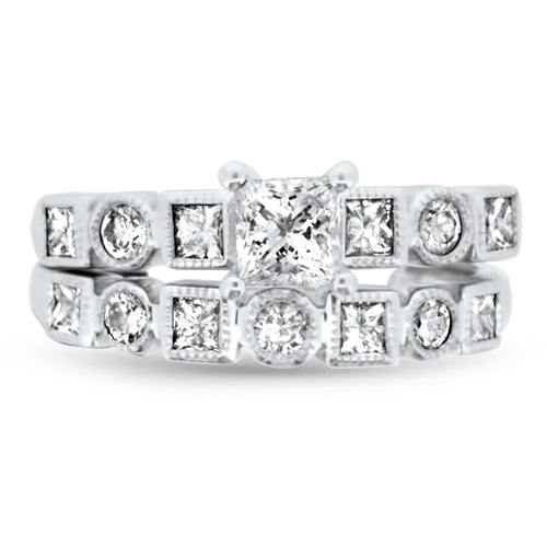 Princess Cut Diamond Wedding Set