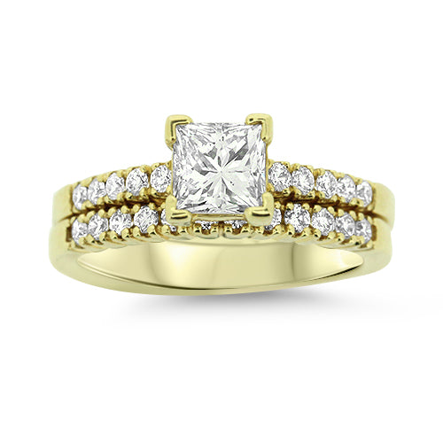 Princess Cut Diamond Wedding Set
