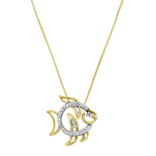 Okoboji 10K Yellow Gold & Diamond Fish Pendant