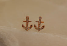 Load image into Gallery viewer, Diamond Anchor Stud Earrings
