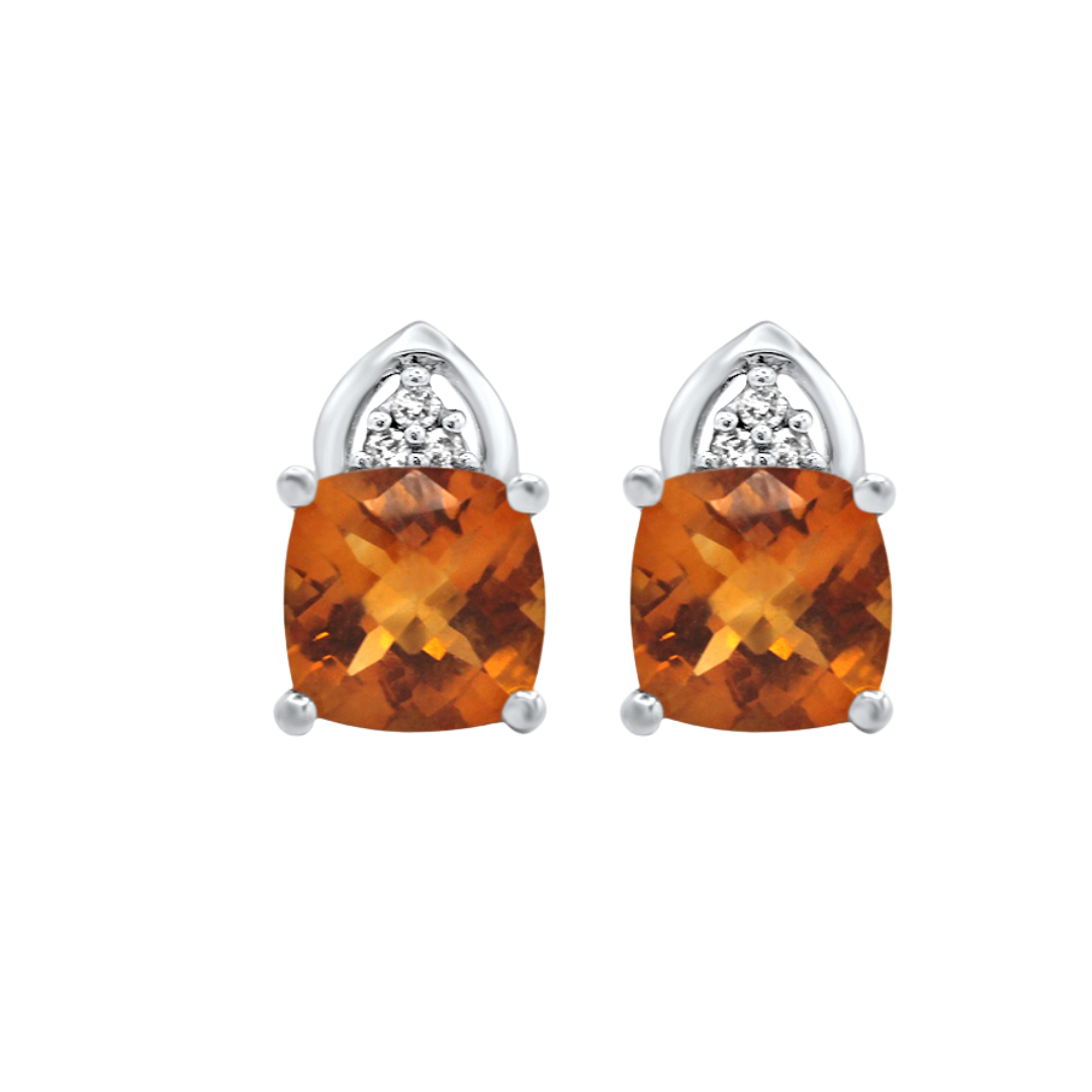 Citrine and Diamond Stud Earrings