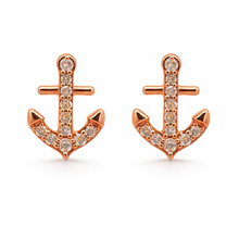 Load image into Gallery viewer, Diamond Anchor Stud Earrings
