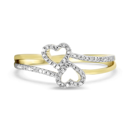 Two Heart Diamond Heart Ring