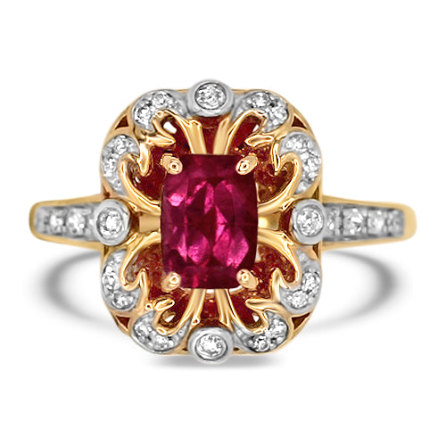 Pink Tourmaline and Diamond Ring