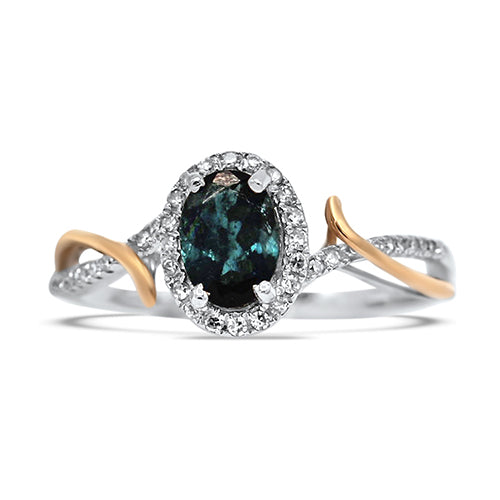 Green Tourmaline and Diamond Ring