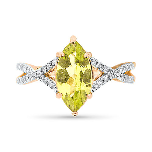 Rose Gold Peridot and Diamond ring