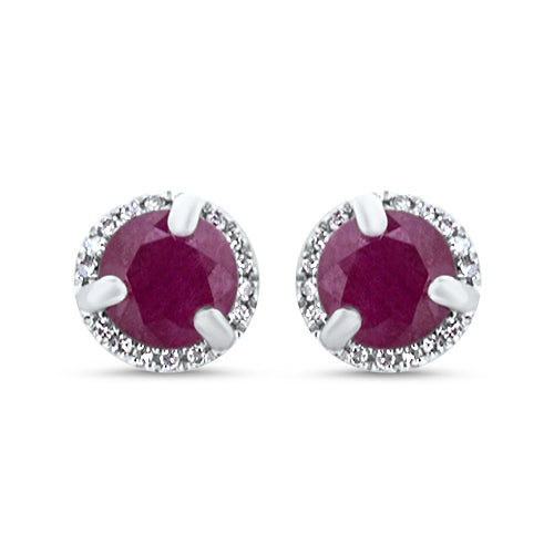 Ruby and Diamond Studs