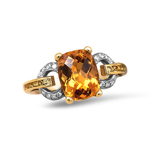 Citrine and Diamond Ring