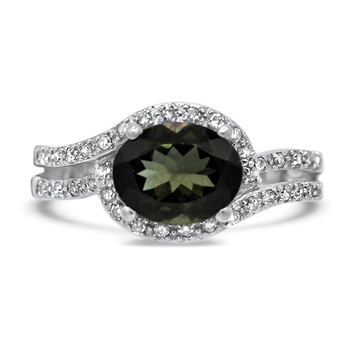 Green Tourmaline and Diamond Ring