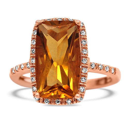 Citrine and Diamond Ring