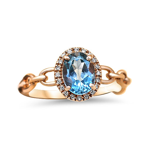 Blue Topaz and Diamond Ring