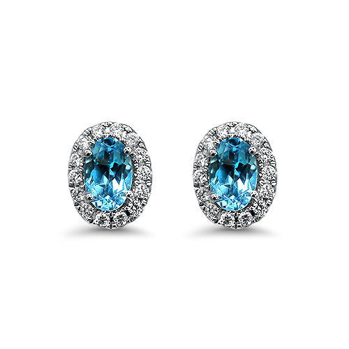 Blue Diamond and Diamond Earrings