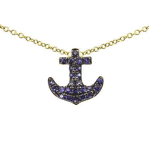 Sapphire Anchor Pendant