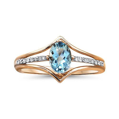 Blue Topaz and Diamond Ring