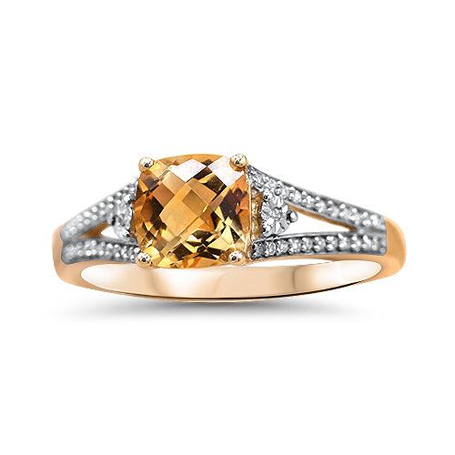 Citrine and Diamond Ring
