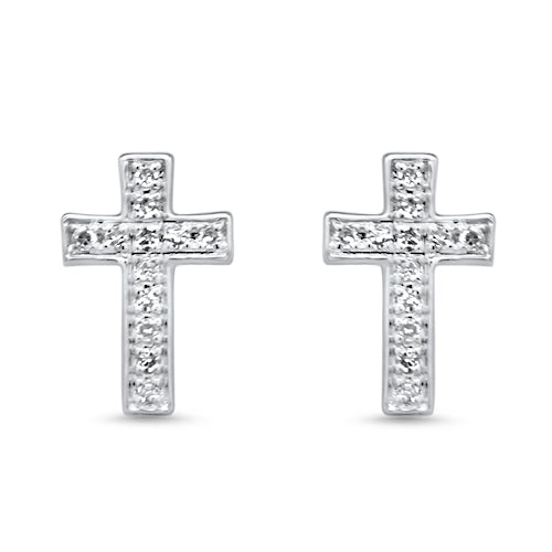 Diamond Cross Stud Earrings